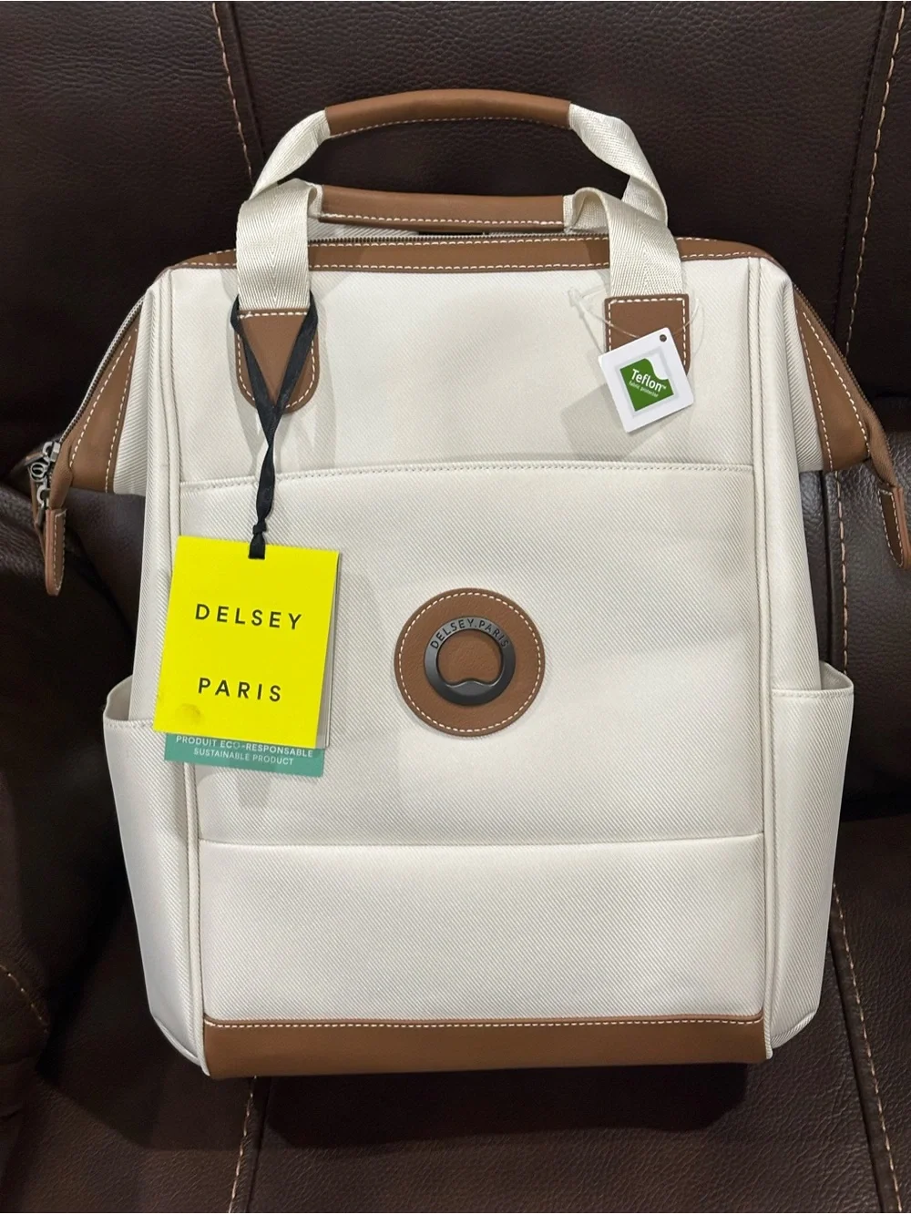 DELSEY Paris Men's Cream & Tan Travel Backpack